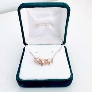 HAWAIIAN ISLAND GEMS & CO NECKLACE GOLD CHAIN & FLOWERS WITH PEARLS
